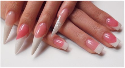 PINK & WHITE NAILS ( SLANT SHAPE). TODAYS PRODUCTS
