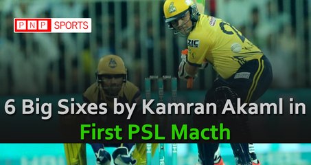 6 Big Sixes by Kamran Akaml in First PSL Macth Islamabad United Vs Peshawar Zalmi