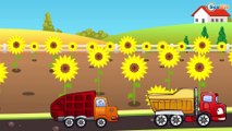 Camiónes infantiles - Excavadora y Camión - Caricatura de carros - Coches infantiles