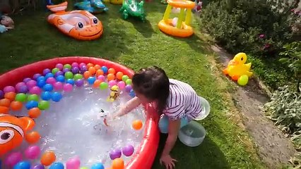 Fun Surprise Toys Hunt Challenge in Swimming Pool and Secret Rainbow Color Garden for Kids