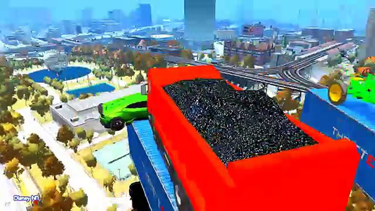 Учим цвета с полицейский автомобиль, пожарная машина для детей, очень много машин и Паук мультфильм забавные видео