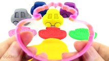 Fun Creative with Play Doh Cars and Smiley Face Cat Cookie Cutters Learn Colors