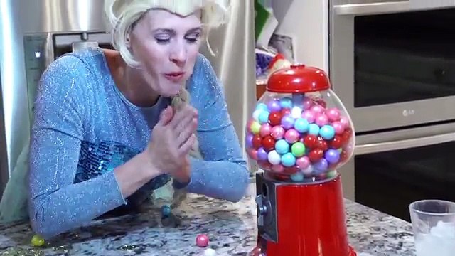 Spiderman Frozen Elsa Versus Venom Bubble Gum Challenge Superhero Fun in Real life Queen Elsa Bubble