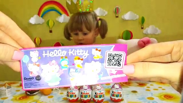 Хелло Китти распаковка яйца Киндер Сюрприз игрушки Hello Kitty unboxing