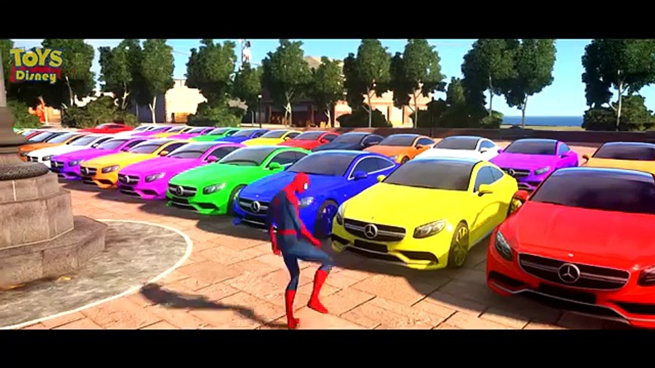 COLORS MERCEDES-BENZ CARTOON WITSH SPIDERMAN & JET SKI NURSERY RHYMES CHILDREN SONGS ACTION FOR KIDS