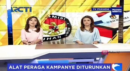 Petugas Turunkan Paksa Alat Peraga Kampanye di Tangerang