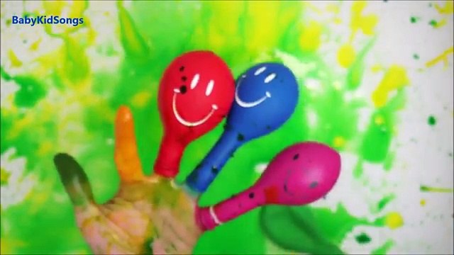 5 BABY FINGER FAMILY SONG LEARN COLOURS COLOR WET BALLOONS COMPILATION