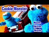 Cookie Monster Count and Crunch and Plush Cookie Monster Ride The BIG Fire Truck and Eat Cookies