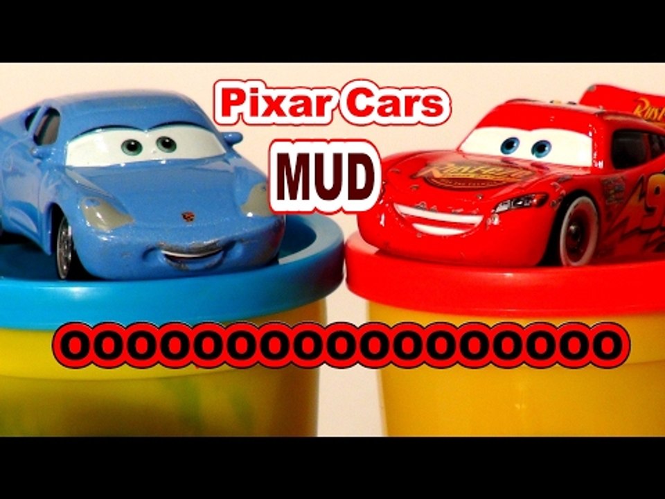 Pixar Cars Lightning McQueen in Radiator Springs with Play Doh Mud after a Storm , Mater helps