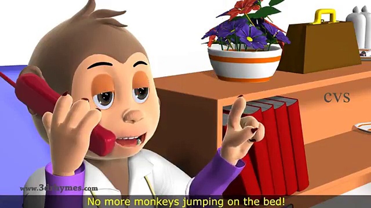 Five Little Monkeys Jumping on the Bed Nursery Rhyme 3D Animation Rhymes for Children