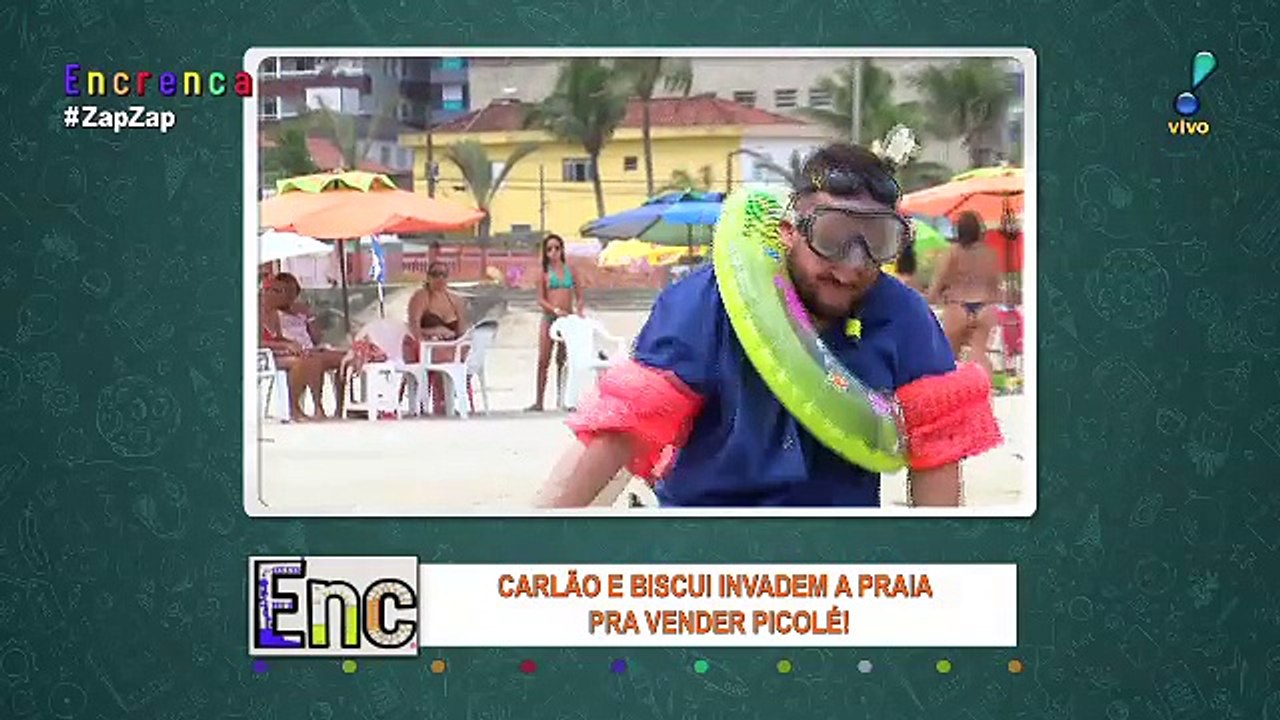 Encrenca 12-02-2017  Com Biscui, Carlão vende picolé na praia e dispara cantadas