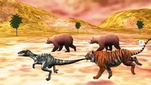 Tiger Vs Dinosaurs Lion Gorilla Bear Elephant Finger Family Short Film for Kids 3D Rhymes