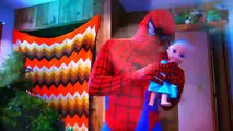 SPIDERMAN Dance Party With Elsa, Angry Birds, Minions, Spiderbbay and BATMAN! IRL