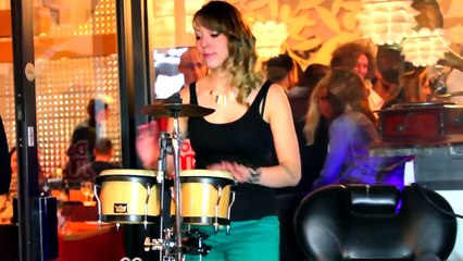 woman playing nice drums