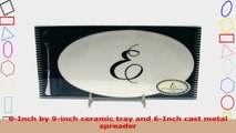 Initially Home by Mud Pie White Ceramic 9Inch by 6Inch Oval Cheese Tray and Cast Metal e8536276