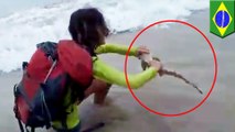 Wanita digigit hiu saat mencoba selfie dengannya - Tomonews