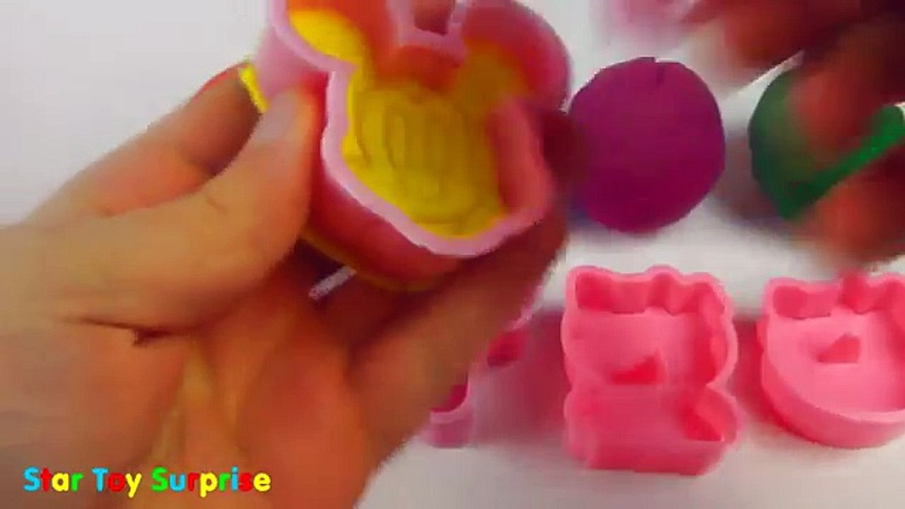 Fun Learning Colours with Playdough Balls for Kids with HELLO KITTY, MICKEY MOUSE, WINNIE THE POOH