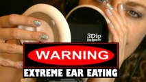 Warning! Ear Eating & Intense Wet Mouth Sounds ASMR No talking w/ Light Ear Massage & Tapping