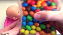Learn Colors Baby Doll Bath Time M&Ms Chocolate Candy and Colors Surprise Toys How to Bath Baby