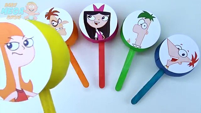 Lollipop Play Doh Clay Surprise Toys Phineas and Ferb Collection Rainbow Learn Colors in English