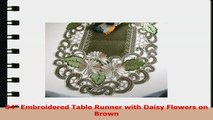 54 Embroidered Table Runner with Daisy Flowers on Brown 994d7d3c