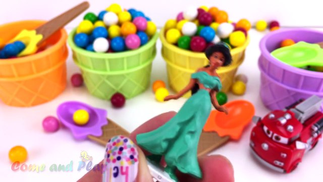 Gum ball Ice Cream Surprise Toys Disney Night Garden Pixar Cars MLP Learn Colors Play Doh Molds-ZmpMpKSXKH8