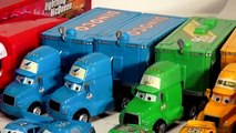 Disney Pixar Cars Mack Hauler and Chick Hicks Hauler and The King Hauler and more with Lightning McQ