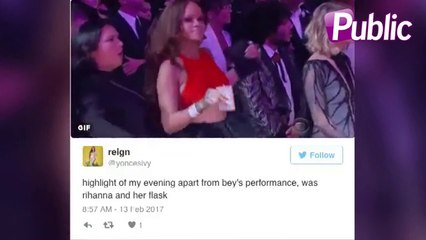 Vidéo : Grammy Awards 2017 : Rihanna fait le buzz avec sa flasque d’alcool !