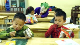 Spiderman is Teacher Joker late for school Elsa Hulk eat snacks in classroom Ana Superhero funny