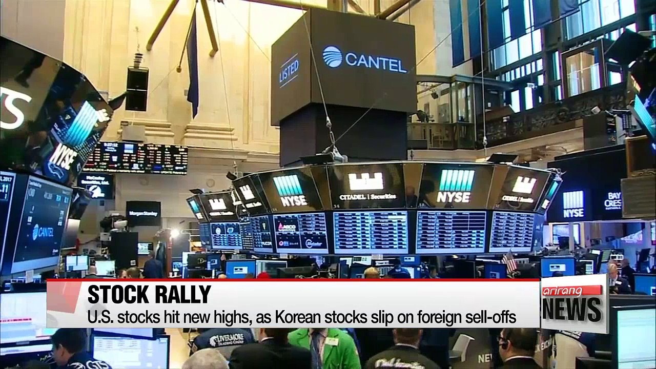 U.S. stocks hit new highs, as Korean stocks slip on foreign sell-offs