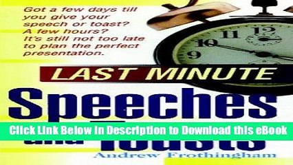 Download Video: [Read Book] Last Minute Speeches and Toasts Mobi