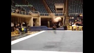 Gymnast performs floor routine in very small outfit