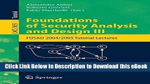 [Read Book] Foundations of Security Analysis and Design III: FOSAD 2004/2005 Tutorial Lectures