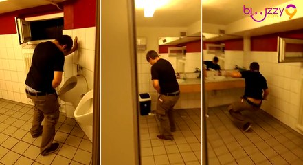 Télécharger la video: Ce gars totalement bourré se met KO en sortant des toilettes