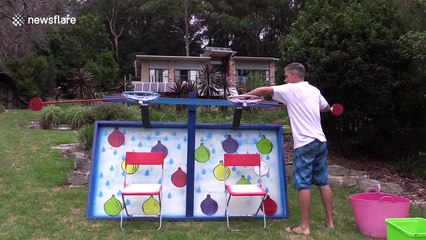 Australian dad makes the most of the heatwave with water games