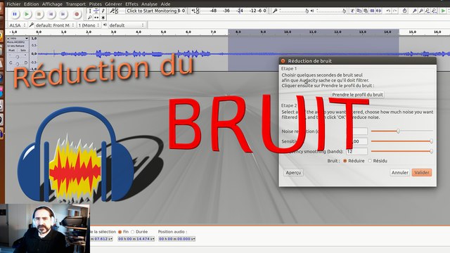 Audacity : Réduction du Bruit de fond + import Kdenlive