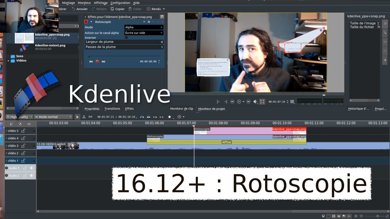 Kdenlive 16.12+ Montage avec Rotoscopie