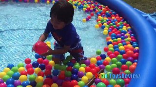 Huge surprise toy giant egg hunt task of enormous ball pit
