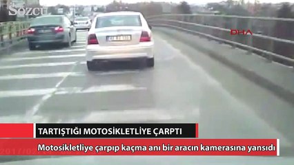 Trafik tartıştığı motosikletliye böyle çarptı