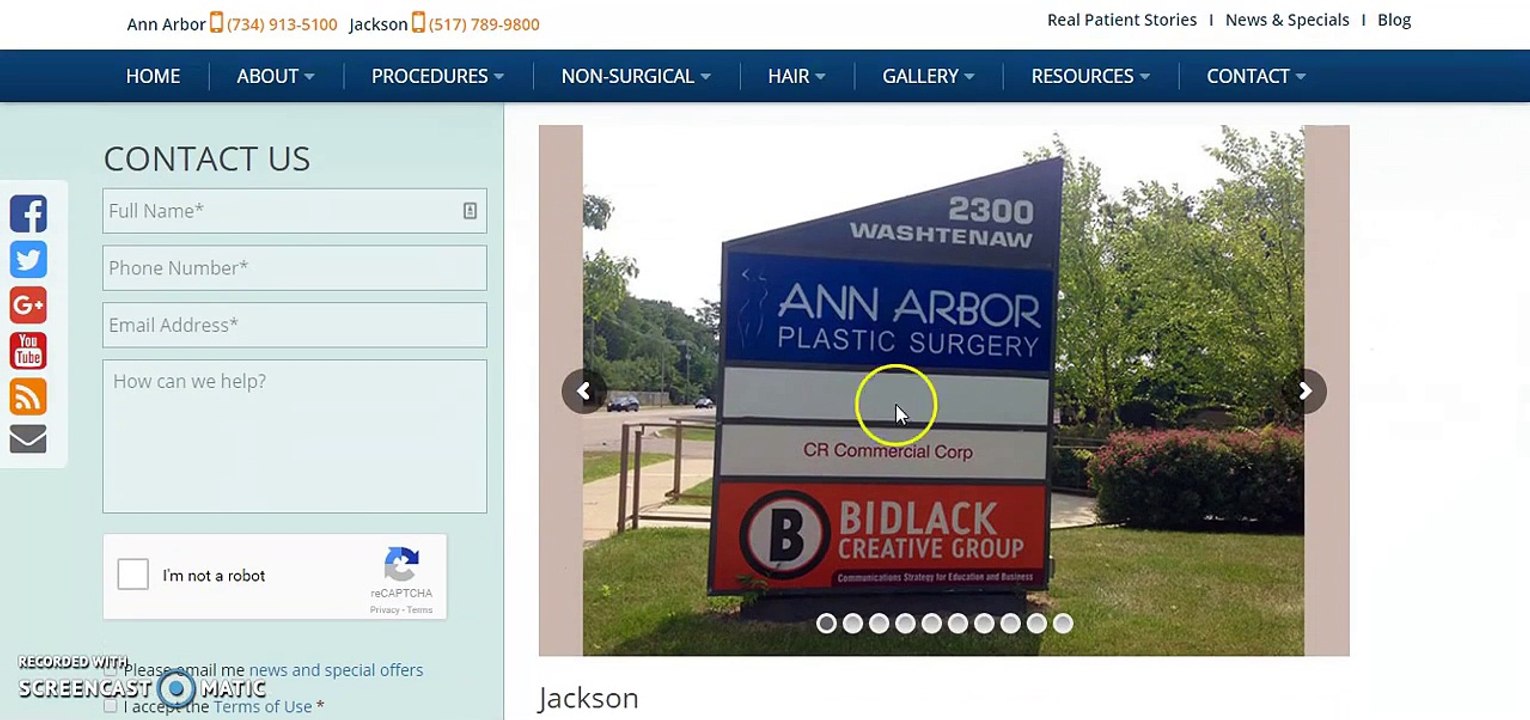 annarborplasticsurgery com website preview