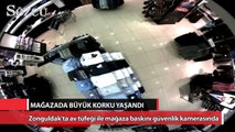 Zonguldak'ta av tüfeği ile mağaza baskını güvenlik kamerasında