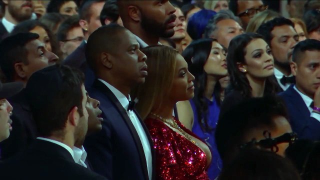 Beyonce Reacts as Adele Accepts Album of The Year Audience Cam 59th GRAMMYs 2017