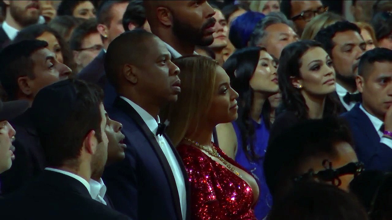 Beyonce Reacts as Adele Accepts Album of The Year  Audience Cam  59th GRAMMYs 2017