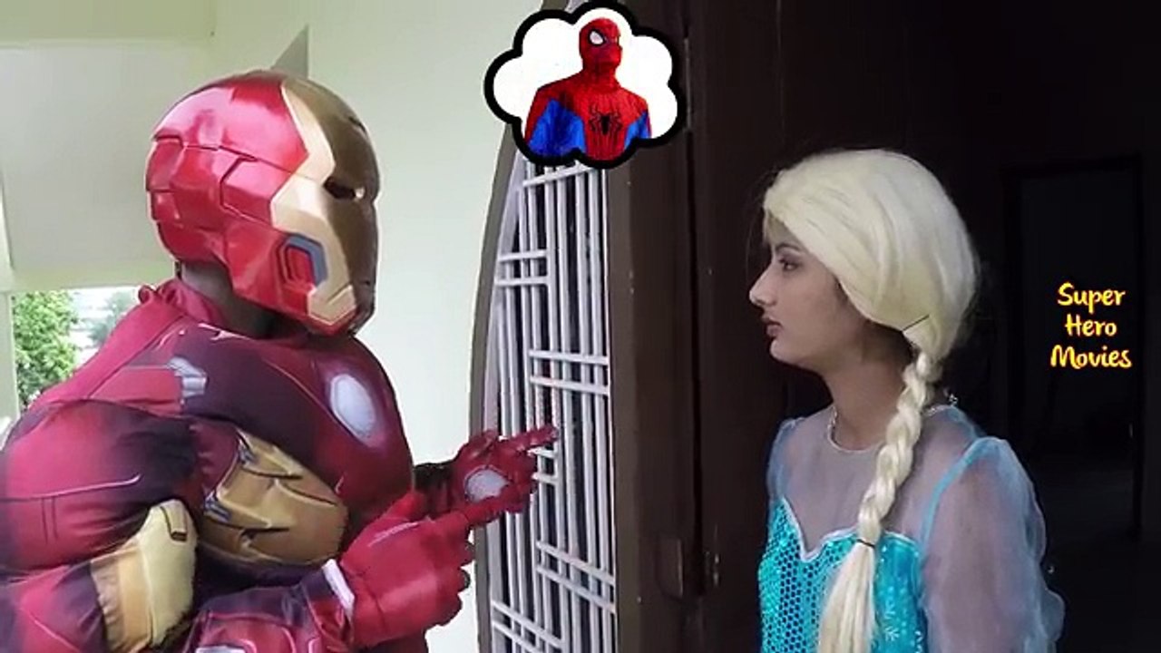 Frozen Elsa Playing With Little Toy | Joker Batman Hulk Ironman | Funny Spiderman Long Nose Prank