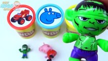Играть doh глины чашки укладки игрушки свинка Пеппа Халк Супергерои монстр машины учим цвета для детей