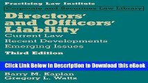 [Read Book] Directors  and Officers  Liability: Current Law, Recent Developments, Emerging Issues