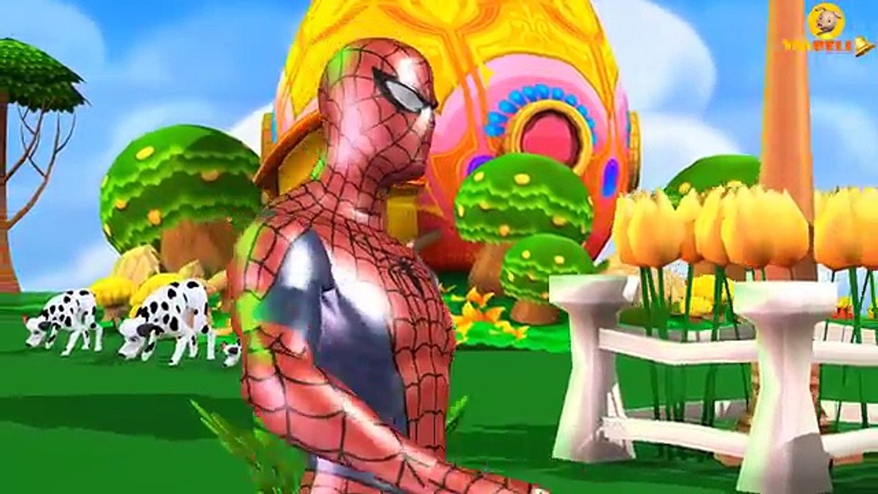 Spiderman Dinosaurs Surprise Eggs Colors Animals Finger Family Rhymes | T-Rex Dinosaur 3D Animation