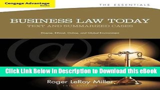 [Read Book] Cengage Advantage Books: Business Law Today, The Essentials: Text and Summarized Cases