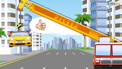 El Coche de Policía es Azul y Carros de Carreras infantiles - Caricatura de Carritos Para Niños