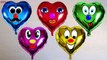 5 Faces Wet Balloons Compilation - Funny Hearts Water Balloon Finger Song - Learn colours